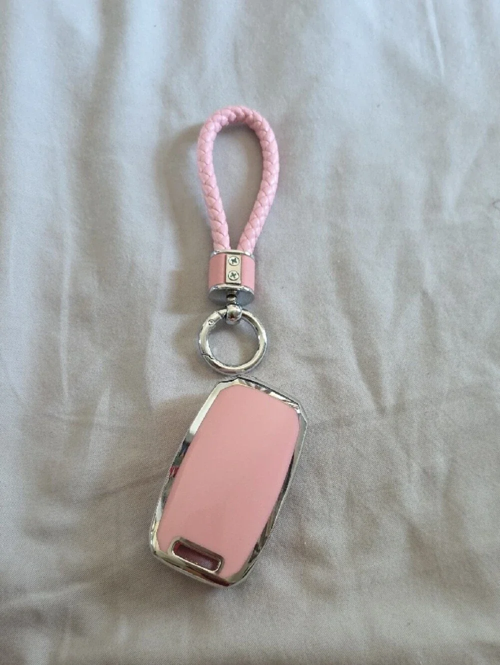 Pink Braided Keychain Car Kia Key Fob Cover with Ring